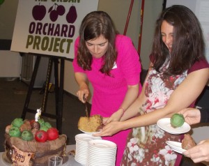 London Orchard Project founders Rowena and Carina cut the birthday cake