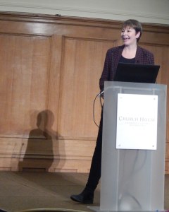 A cheerful Caroline Lucas, MP