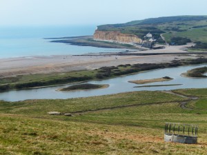 Cuckmere Haven with bar, lagoon, and wave-cut platform