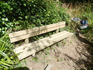 The pond bench rebuilt