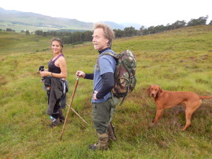 Ambre, Roy and Noggin setting out into the mountains