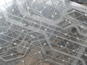 PCB transparencies showing optimisation of wiring paths