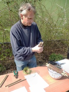 Mike making a Mason Bee house