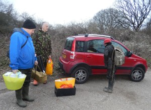 Vole Patrol arriving Gutteridge Wood 6am