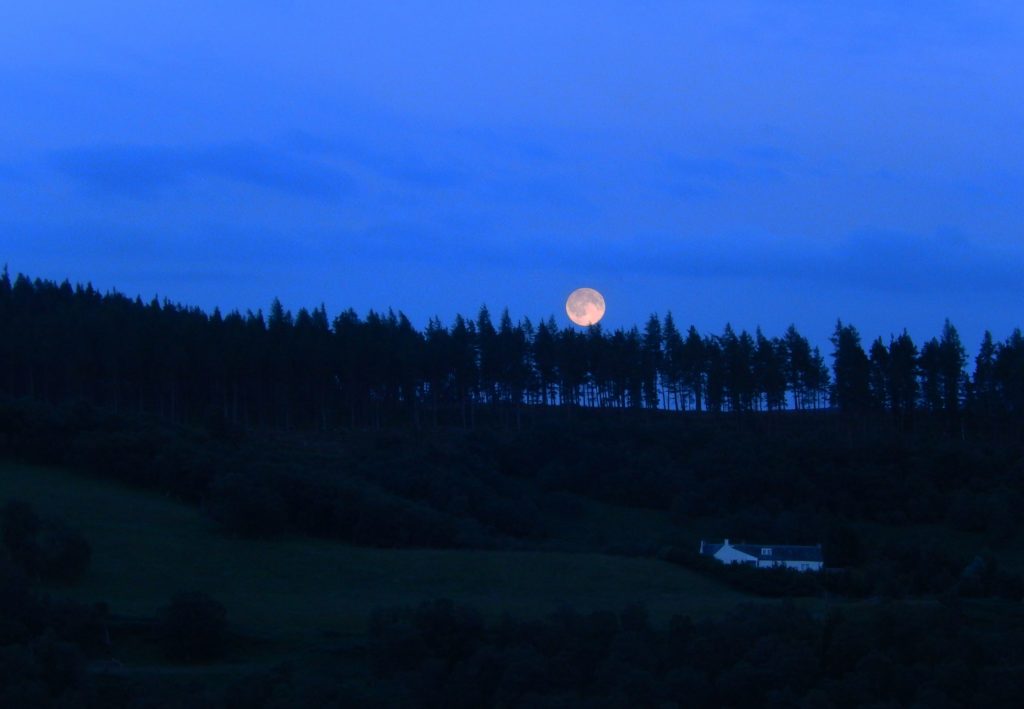 Full Moon Rising over Spey Valley